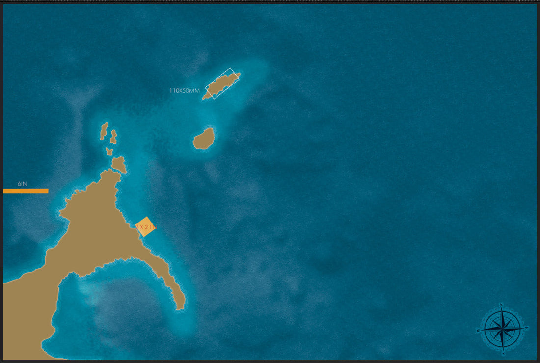 The battlemat design "Battle of Aboukir Bay (Battle of the Nile)" (6x4ft) for tinywargames.co.uk.
